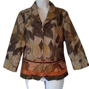 Alexis & Avery Women's brown orange green Fall full Zipper thin jacket/blazer 10